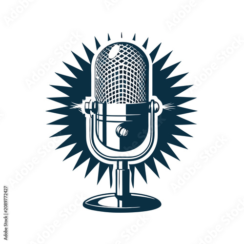 Retro microphone symbol, classic old school design for radio and broadcast use