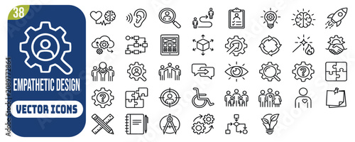 Tableau sur toile Empathetic Design Line Editable Icons set