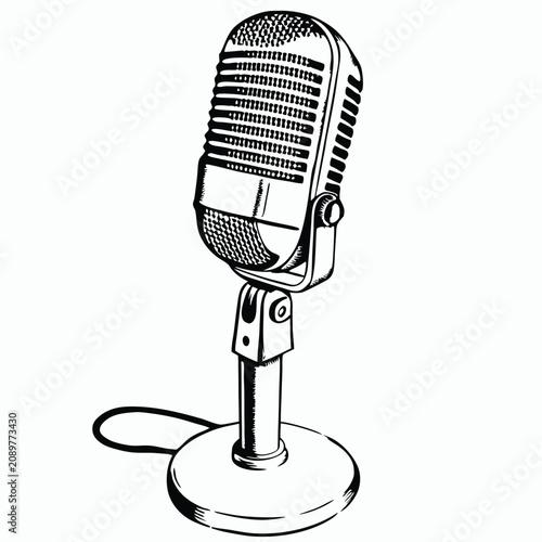 Old school microphone icon, flat vector design for vintage audio and podcasting