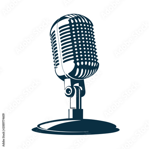 Classic old school microphone icon, vintage design for radio and audio applications