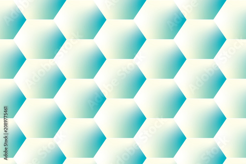 Abstract hexagonal grid pattern with a vibrant blue gradient transition isolated on a clean white background for modern visual design.