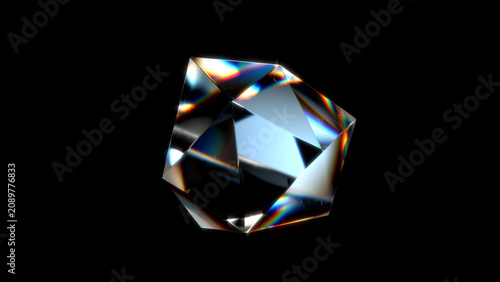 Φωτογραφία Abstract Glass Stone Transparent Chromatic Aberration on Black Background