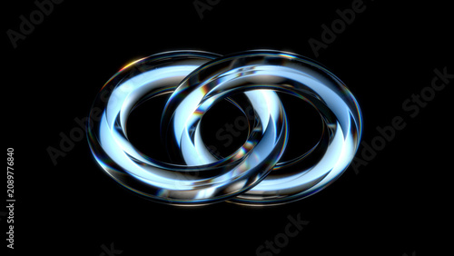 Quadro su tela Abstract Glass Torus Transparent Chromatic Aberration on Black Background