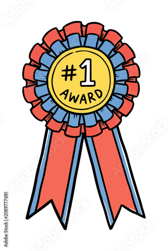 Hand Drawn Award Ribbon with Watercolor Texture for School Achievement and Recognition