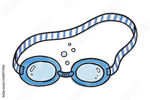 Hand Drawn Swimming Goggles with Watercolor Texture for Sports Activities