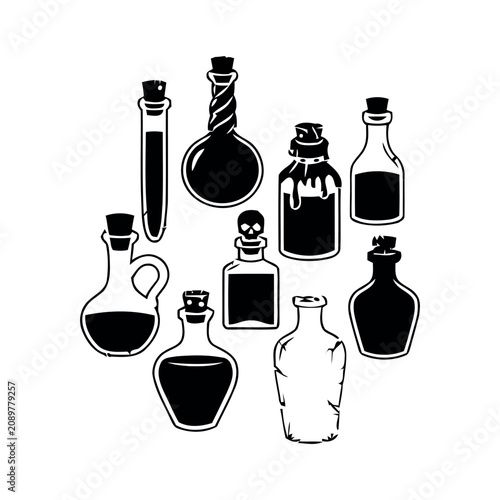 Bottle silhouette icon set