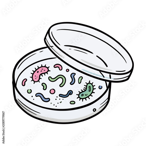 Illustration of a Petri Dish with Watercolor Texture for School Science and Laboratory Studies