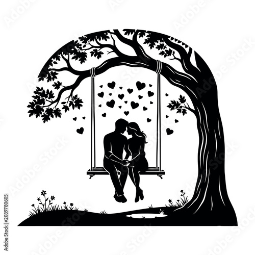 Romantic date under a tree icon