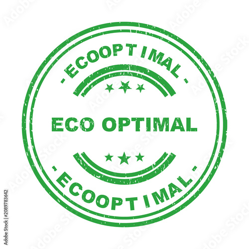 Fotografie Eco optimal green round rubber stamp seal for sustainable and organic products