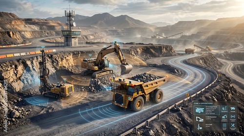 Autonomous mining equipment with digital connectivity in open pit mine