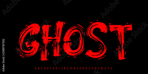 Cuadro en lienzo Grunge Brush Font Logo Rough Graffiti Alphabet Handwritten Scratch Letter Set Handdrawn Typography, Creative Typographic Design for Punk Title Text, Emo Rock Music Poster Headline