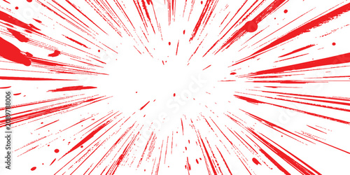 Abstract comic manga speed lines explosion background with dynamic action radial burst effect vector illustration template.
