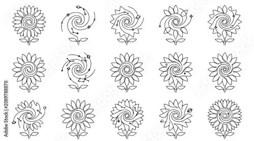 Картината върху платно Abstract Floral Vortex Icons Set