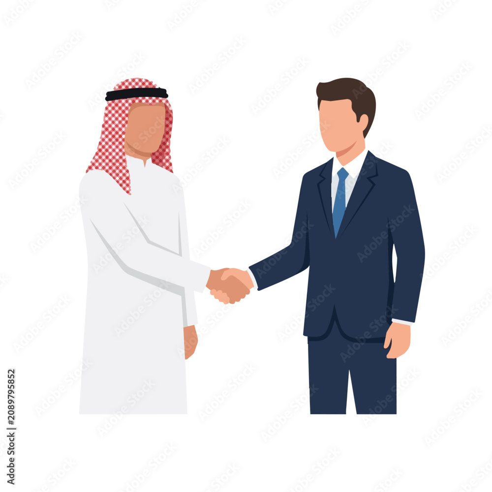 Fototapeta premium Businessman and sheikh handshake agreement.