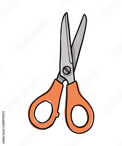 Hand Drawn School Scissors with Watercolor Texture for Classroom Arts and Crafts