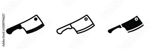 Obraz na plátně Meat cleaver icon set for butcher shop and kitchen cooking
