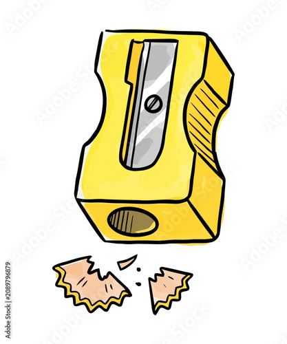 Hand Drawn Pencil Sharpener Illustration for Classroom Learning and Writing