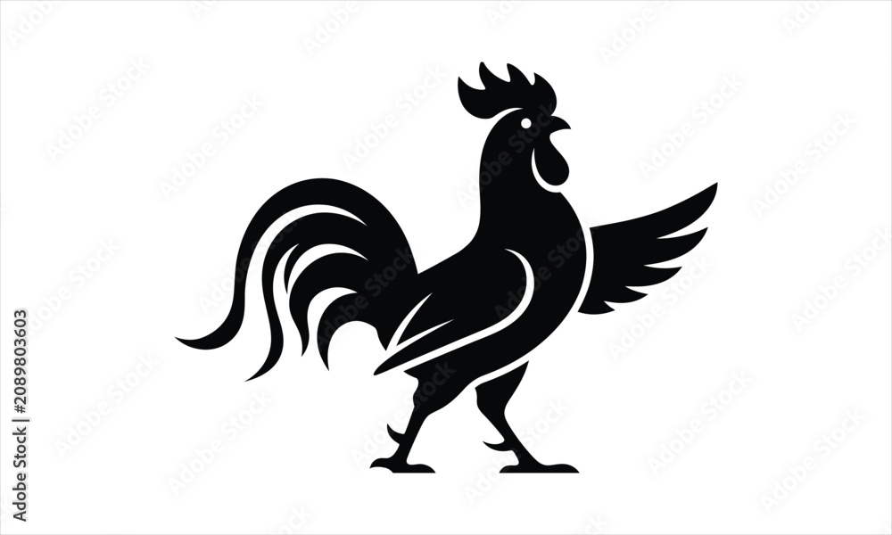 Fototapeta premium Funny Rooster Silhouette Vector Bundle, Cute Quirky Cartoon Chicken Clipart for T-Shirt Design, 