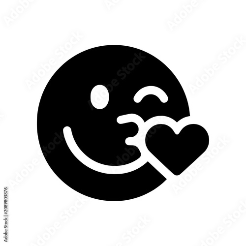 Obraz na plátně Face Throwing a Kiss icon representing affection, romance, friendliness, appreciation, and loving communication