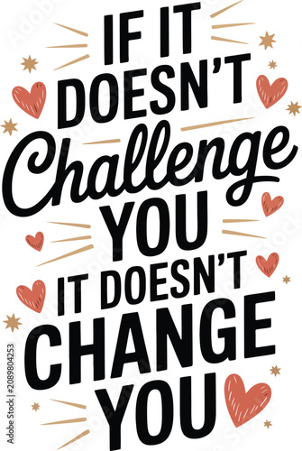 Obraz na płótnie A motivational quote about personal growth and self-improvement with hearts and