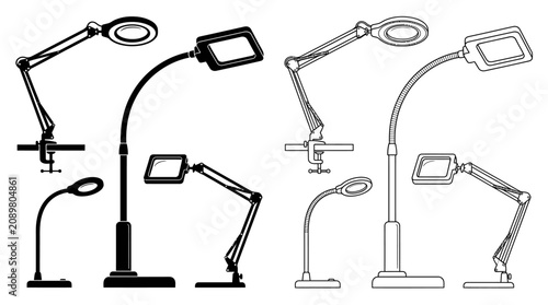 Foto Architect Lamps Silhouette And Outline Black And White Illustration