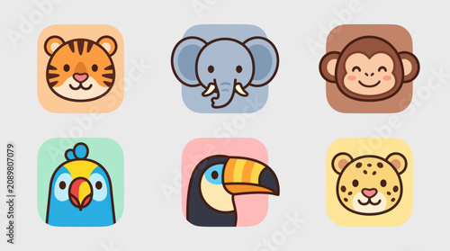 Photography Cute animal icons set