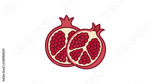 Photos Pomegranate Fruit Cut Open Illustration.