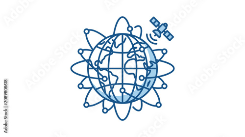 фотографія Satellite orbiting the Earth globe.