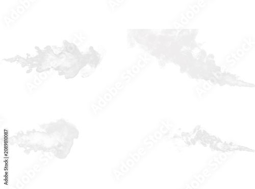 White Smoke Jets and Steam Trails Collection Isolated on Transparent Background