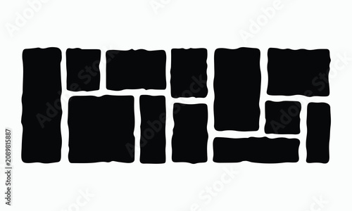 Abstract seamless background with black stone wall texture, geometric pattern for design element, dark black tile wall or stone brick wall, isolated solid background.