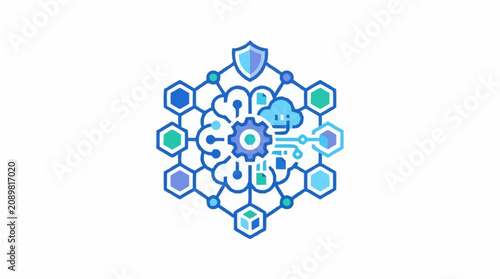 Konstfotografi Abstract Geometric Hexagonal Pattern with Snowflake Design.