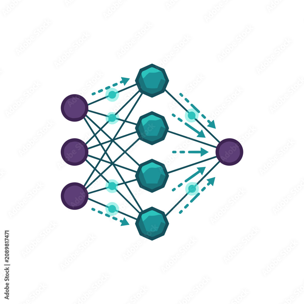 Obraz premium Neural Network Diagram Connections.