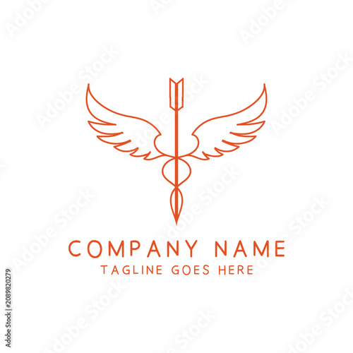 Line Art Winged Arrow Logo Vector