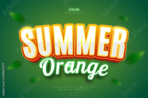 Obraz na plátne Summer Orange Editable Text Effect Style 3d Bold