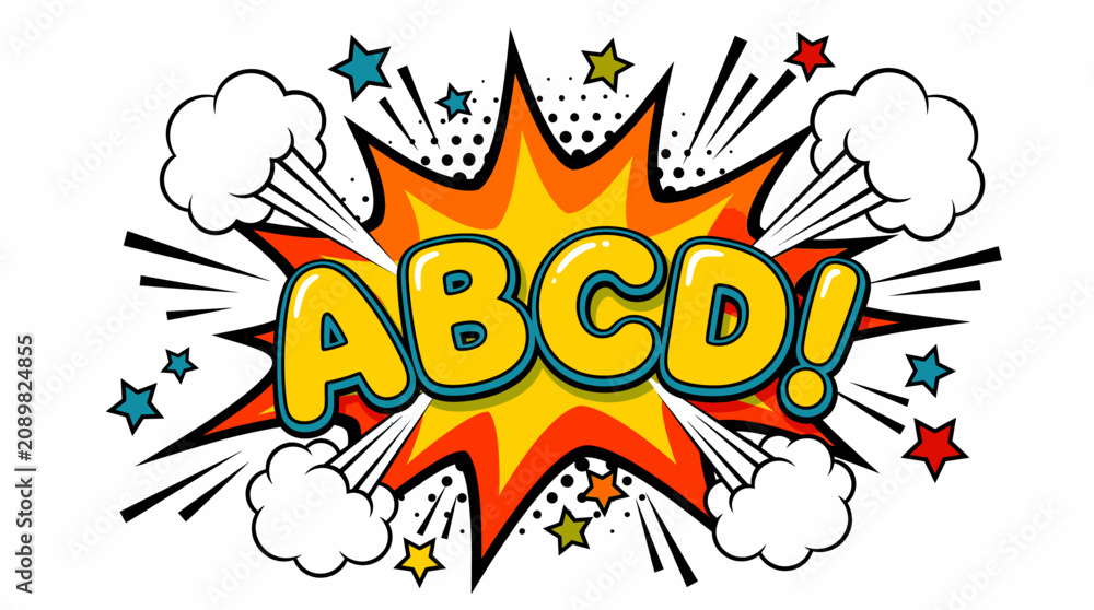 Fototapeta premium Vibrant comic book style explosion text.