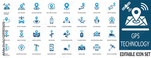 Foto GPS navigation and location tracking vector icon set