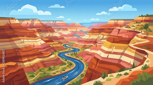 Vibrant canyon landscape river view