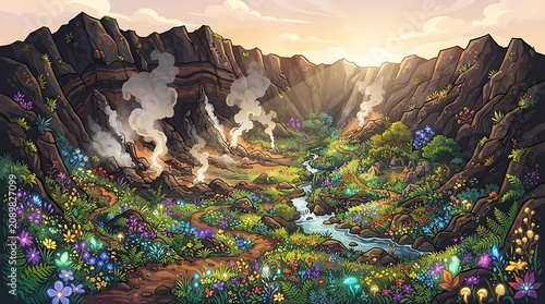 Vibrant fantasy landscape