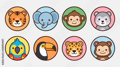 Photography Cute cartoon animal faces collection