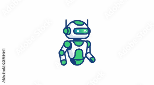 Cuadro en lienzo Friendly robot character with colorful design and antennae.