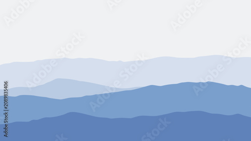 Canvastavla Layered mountain silhouettes in shades of blue create a minimalist scenic backgr