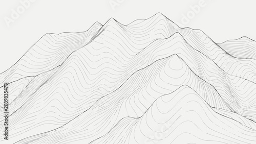 Bild auf Leinwand Contour line mountains a minimalist vector illustration with a light gray backgr