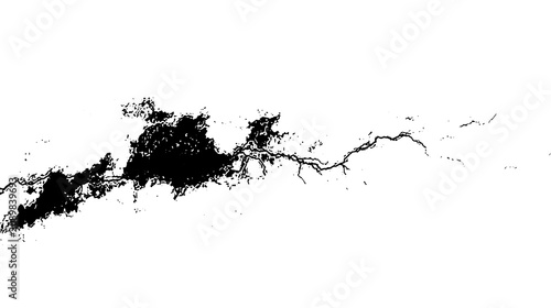 Abstract Black Ink Splatter Texture Isolated on White Background Featuring a Grunge Brush Stroke Effect for Creative Design Projects