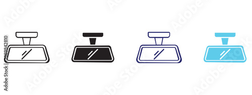Bild auf Leinwand Interior rearview mirror icons set for automotive design use