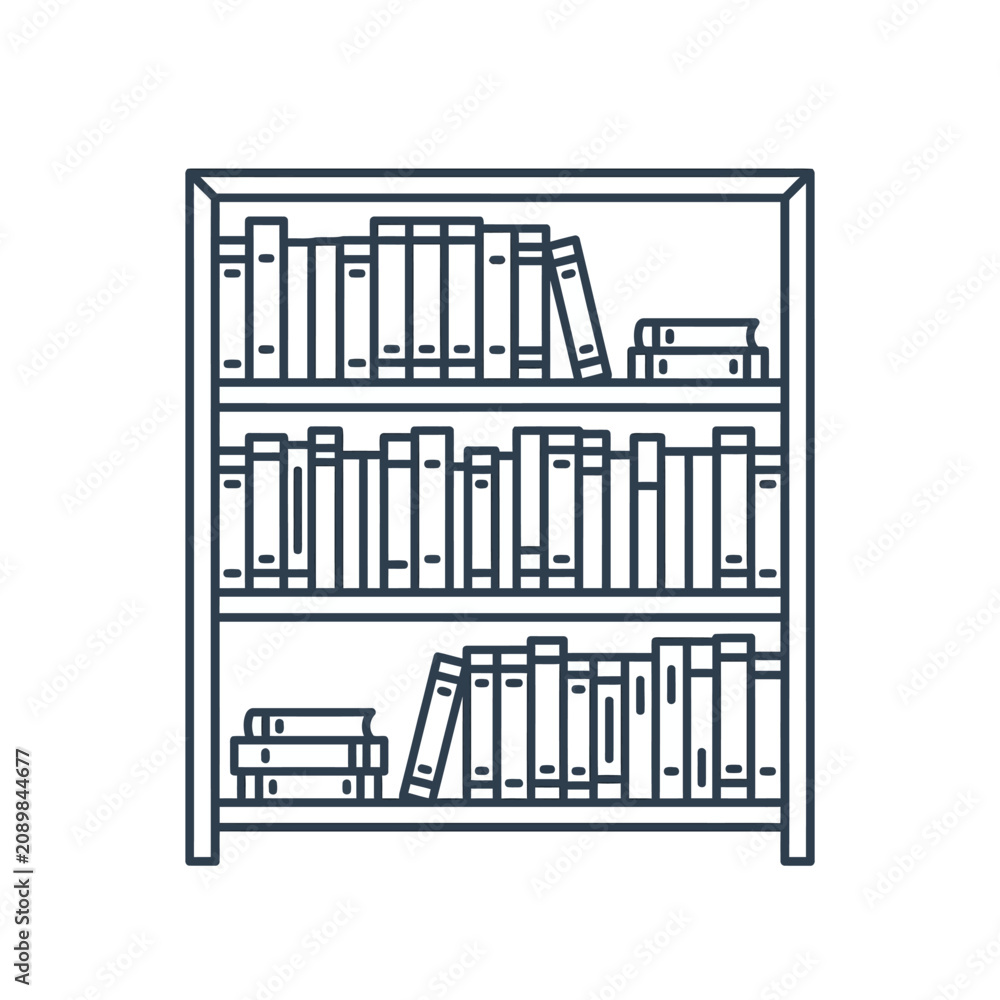 Fototapeta premium Bookshelf with multiple books stacked.