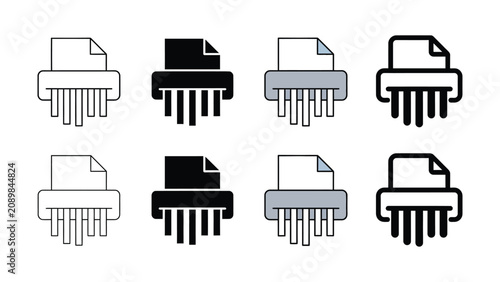 Принти на полотні Document shredder icon set representing data destruction concept