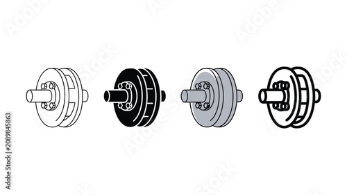 Bild auf Leinwand Set of four different style mechanical torque converter illustrations