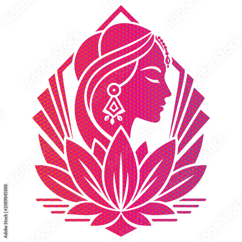 Elegant Woman Lotus Logo Vector for Beauty Salon Spa Wellness Branding and Tattoo Design.