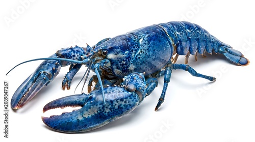 Rare blue lobster isolated on a clean white background