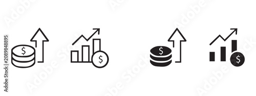 Tableau sur toile Financial growth and investment profitability icons with investment